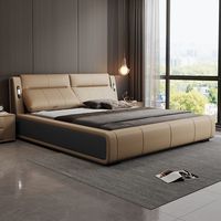 Modernes Luxuriöses Holz-Schlafzimmermöbel-Set mit Weich Gepolstertem Super-King-Size-Bettgestell aus Leder mit Stauraum für Erwachsene