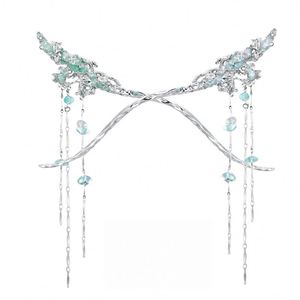 Épingle à cheveux de style chinois avec perles et pompon, accessoire de coiffure exquis en cristal bleu pour femme, idéal pour le quotidien et les fêtes - Product Image 6