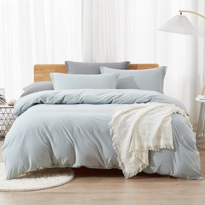 Rửa sạch microfiber CORNFLOWER màu xanh nữ hoàng Kích thước Duvet cover Set rắn màu mềm mại và thoáng khí với dây kéo đóng cửa - Product Image 1