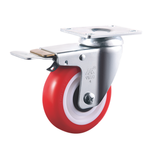 VIMA Universal Red 3 to 5 Inches Swivel Castor PU PP 100kg-150kg Heavy Duty Ball Bearing EN12532 Certified <b>Trolley</b> Caster - Product Image 4