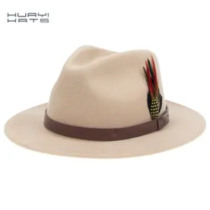 Шляпы HUAYI высшего качества, австралийская шерстяная шляпа с застежкой, плоская Федора, шляпы для женщин
