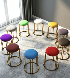 Chaise de salle à manger moderne en métal, tabouret rembourré, siège rond, chaise de bar empilable pour la maison, l'hôtel, la salle à manger - Product Image 5