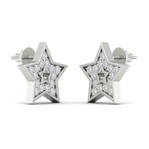 Pendientes de tuerca con forma de estrella y diamantes redondos auténticos de 0.30 TCW |   Pendientes de Oro de 10K con Racimo de Diamantes |   Joyería de Moda de Lujo para Mujer - Product Image 1