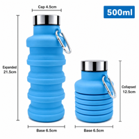 Bouteille d'eau en silicone durable, pliable, portable, tasse de sport, anti-fuite, gourde pliable pour l'alpinisme et la course à pied