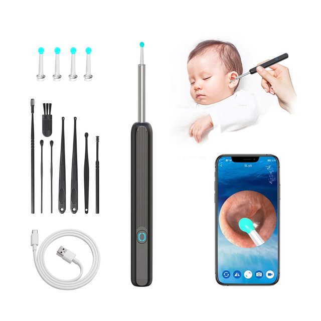 Ear Cleaner Ear Wax Removal Tool with Camera LED Light Wireless Otoscope Smart Ear Cleaning Kit