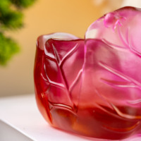 Porte-bougie en cristal de luxe en forme de feuille d'érable, porte-bougie chauffe-plat pour mariage et fête