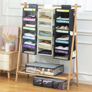 5/6 <b>Shelf</b> Weekly Clothes Organizer for Kids Hanging Daily Closet Organization Days of the Week Clothing Divider Storage - Product Image 2