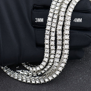Collier Chaîne Tennis Unisexe Hip Hop Bling en Strass Givrés Simple Rangée 3MM 4MM 5MM pour Hommes, Vente en Gros - Product Image 4