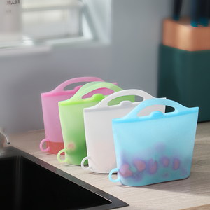1000ml 1200ml 1500ml Zip lock Bags Holder Vegetable Food Milk Reusable Silicone Food Storage Bag