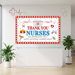 Bannière de fond portable « Merci infirmières » pour la Semaine nationale des infirmières, décorations pour photomaton, fournitures pour fête de reconnaissance des infirmières - Product Image 1