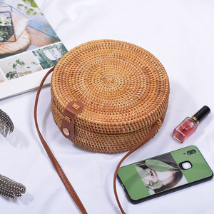 Fashion Summer Straw Beach <strong>Bag</strong> Woven <strong>Wicker</strong> Straw <strong>Bag</strong> <strong>Basket</strong> Round Crossbody Shoulder Straw Purse Beach <strong>Bags</strong> for Women - Product Image 1