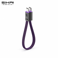 Câble USB-C vers USB-C SIKAI Compact 5A avec fixation magnétique, cordon tressé 5A PD 3.1 pour batterie externe, iPhone, ordinateur portable, 480 Mbps, 240 W, plat