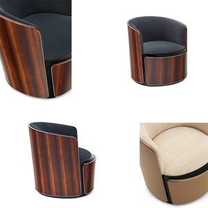 <span class=keywords><strong>Sillón</strong></span> Lounge de Cuero Acolchado Liso con Chapa Curva Envolvente, Elegante, Minimalista <span class=keywords><strong>y</strong></span> Aerodinámico para Penthouse o Dormitorio - Product Image 4