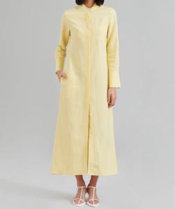 时尚简约开衩长纽扣长衬衫连衣裙休闲连衣裙女式纯色连衣裙带口袋 - Product Image 3