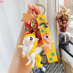 QQ Promotional Gifts Wholesale 3D Cartoon Animal Kawaii <b>Cute</b> Cartoon unicorn Key Chain <b>Keyring</b> Rainbow Horse Unicorn Keychai - Product Image 4