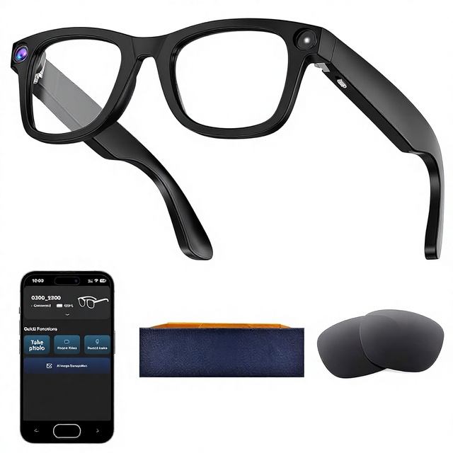 AI Smart Glasses 8MP HD Camera Voice Assistant Open-Ear Audio Real-Time Translation Video Recording Image Recognition Sunglasses