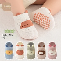 Chaussettes courtes antidérapantes pour bébé, motif animalier de dessin animé, chaussettes bateau pour apprendre à marcher, imprimées jacquard, pour usage intérieur des enfants