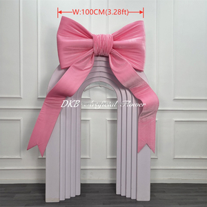 Lazo de terciopelo rosa gigante para decoración de fondo de pared, lazo de tela para bodas, venta al por mayor de fábrica - Product Image 2