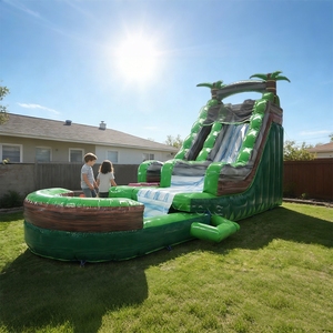 Tobogán Acuático Inflable Comercial, Tobogán Acuático Inflable <span class=keywords><strong>con</strong></span> Palmera Verde, Castillo Inflable <span class=keywords><strong>con</strong></span> Tobogán y <span class=keywords><strong>Piscina</strong></span> - Product Image 1