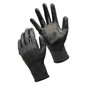 18G ANSI Schnitts chutz stufe A4 PU-beschichtete Industrie arbeits handschuhe Anti-Schnitt A4 Schnitt beständige Handschuhe mit Polyurethan beschichtung