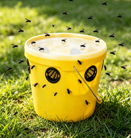 Piège à mouches réutilisable pour extérieur, seau attrape-mouches jaune, piège à mouches suspendu pour jardin, patio, ferme, lutte antiparasitaire