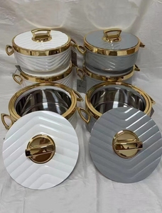 Beautiful Chevron Design 3Pcs Thermal Casserole 1.5L 2L 2.5L Insulated Food Warmer Gold Handle Hot Cold Party Serving Dish Boxes - Product Image 2