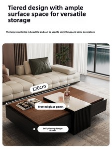<span class=keywords><strong>Tavolino</strong></span> da Caffè in Legno Stile Antico con Spazio di Archiviazione per Arredamento Soggiorno, Nuovo Design Lussuoso e Leggero - Product Image 4