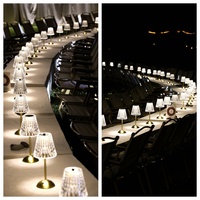 Lampes de table LED rechargeables USB de luxe modernes, verre acrylique, lampes intelligentes, abat-jour blanc à intensité variable pour restaurants fonctionnant sur batterie