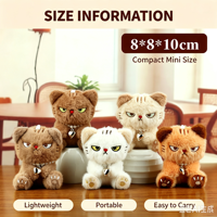 Porte-clés en peluche chat grincheux mignon personnalisé, pendentif animal doux 8 x 8 x 10 cm pour sacs, cadeaux et revente
