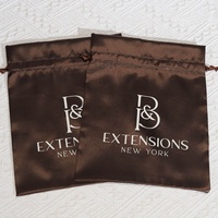 Sac à cheveux en satin personnalisé avec logo OEM en gros, sac à cordon de luxe en soie pour cosmétiques, cadeau, perruque, lingerie, sac anti-poussière