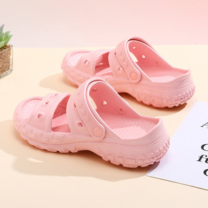 Pantoufles à semelles épaisses pour femmes, couleur unie noire, fermeture à boucle, chaussures de plage d'extérieur, confortables, résistantes à l'usure, chaussures d'eau - Product Image 4