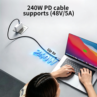Câble USB 4 240W 40 Gbps à charge rapide 48V 5A pour ordinateur portable, station d'accueil, moniteur, SSD, puce E-Marker, tressé en nylon