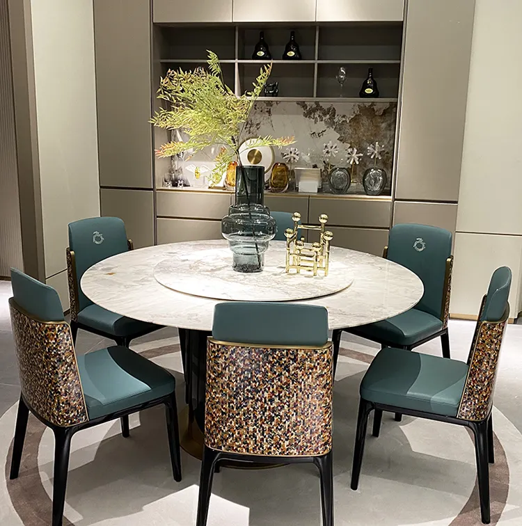 modern marble top dinning table with metal stand dinner table set elegant nature stone dinner table