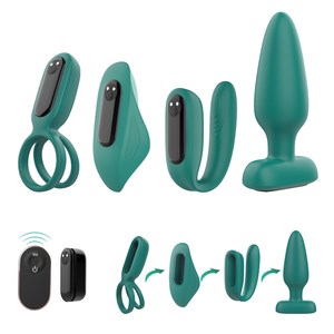 Set Telecomandato BlueRabbit in Quattro Pezzi, Dispositivo per il Piacere Femminile, Plug Anale, Anello di Bloccaggio Maschile, Dispositivo Indossabile per la Masturbazione Femminile - Product Image 1