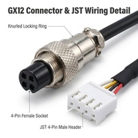 Conector Aeroespacial SHAN WEI GX12, Terminal de Línea XH2.54, 4 Núcleos, 4 Hembra, Conexión con Blindaje, Carcasa de Cobre Puro, IP65, 20A, 300V