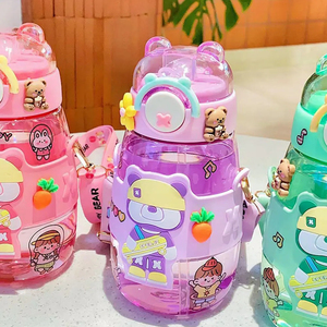 Botella de Agua Infantil de Plástico de 600 ml con Diseño de Dibujos Animados, con Correa, Antiderrames, para Actividades al Aire Libre - Product Image 5