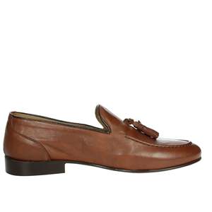 Mocasines de hombre Gino Tagli A103, zapatos formales de cuero marrón sin cordones. - Product Image 4