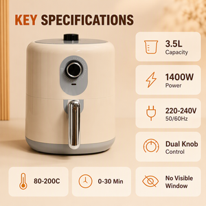CE ROHS CB เครื่องทอดไร้น้ำมัน 3.5L 1400W 80-200C ปรับอุณหภูมิได้ครัวในครัวเรือนเครื่องอบขนมปิ้งย่าง KA43002 - Product Image 1