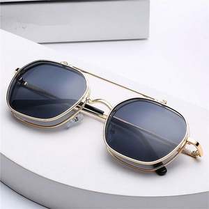 Gafas de Sol Redondas Irregulares Retro de Moda al por Mayor para Hombre, Gafas de Sol con Lentes Abatibles de Metal Punk para Mujer - Product Image 2