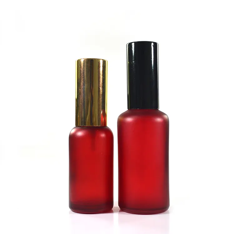 Flacone spray per profumo in vetro smerigliato cosmetico rosa rosso blu viola 30 50 100ml con tappo pompa spray in alluminio
