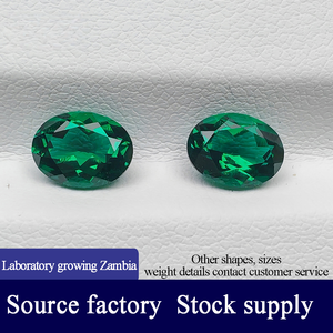 Laborgezüchteter synthetischer Smaragd, hydrothermale Synthese, oval geschliffene Smaragdfarben-Edelsteine, laborgezüchtete sambische Edelsteine - Product Image 2