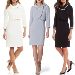 Designed Formal Women Suits Office Dress und Jacket Coat 2 Piece White Black Work Women der Suits