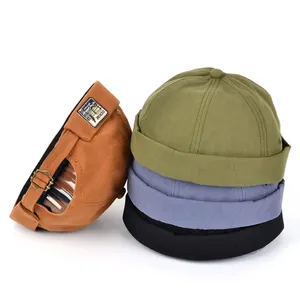 Hip Hop Mode Sommer Herbst Frühling retro Baumwolle einstellbare Soild Farbe Vintage randloser Hut Kappe ohne Visor Docker Cap