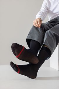 Chaussettes habillées en soie pour hommes, <span class=keywords><strong>mi</strong></span>-mollet, ultra fines, en <span class=keywords><strong>nylon</strong></span>, chaussettes habillées douces, chaussettes décontractées quotidiennes, chaussettes de travail, chaussettes de bureau - Product Image 5