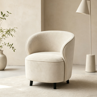 Fauteuil Incurvé Tenghang Style Crème Moderne, Chaise Longue Individuelle pour Salon, Chambre, Réception, Mobilier Nordique Wabi-Sabi