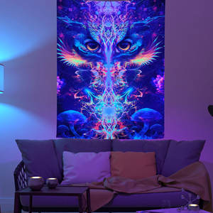 Tapisserie fluorescente champignon lumineux Halloween <span class=keywords><strong>psychédélique</strong></span> <span class=keywords><strong>UV</strong></span> BlackLight Skull tapisserie <span class=keywords><strong>tenture</strong></span> murale pour salon - Product Image 4