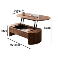 Table basse réglable en bois massif de style nordique, table à thé moderne minimaliste pour salon, meuble de rangement couleur noyer