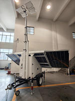 Tour d'éclairage mobile sur remorque, alimentée par l'énergie solaire, pour chantiers de construction, étanche IP65, avec éclairage LED solaire