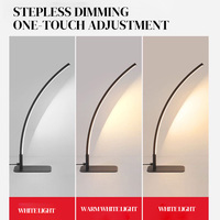 Lampe de table LED incurvée blanche, lampe de bureau moderne pour la lecture, avec 3 températures de couleur, gradation progressive, lampe de chevet pour le bureau, l'étude