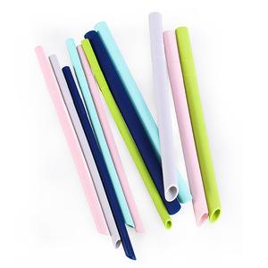 Silicone <b>Straws</b> <b>Reusable</b> Straight 250mm Large Diameter For Kids Drinks Bubble Tea Party Solid Color Dishwasher Safe - Product Image 2